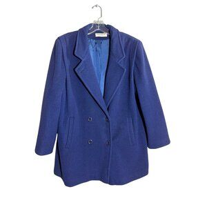 Vintage Forecaster Of Boston Womens Double-Breasted Wool Blend Coat Navy Blue
